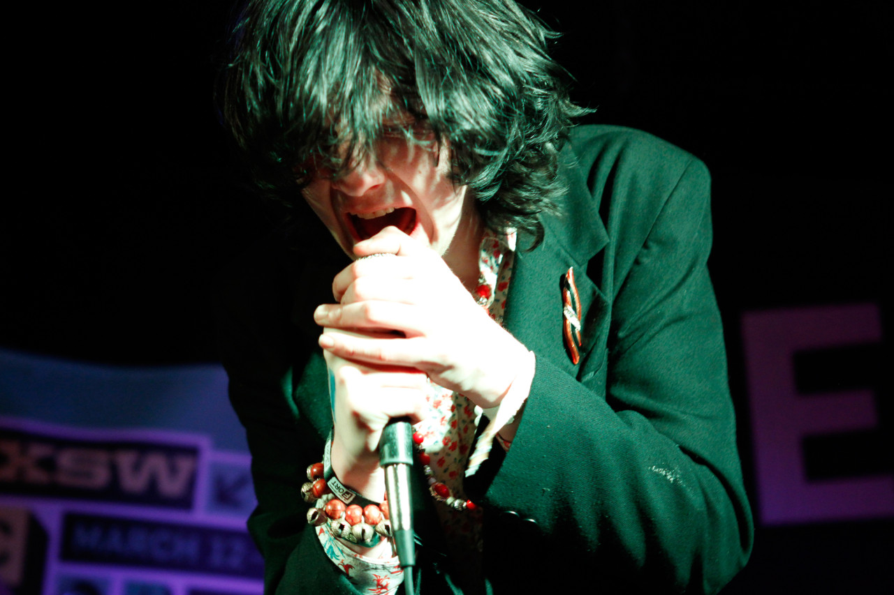 Foxygen performs at the Jagjaguwar, Secretly Canadian, Dead Oceans showcase at Red 7 patio during South By Southwest in Austin, Texas on March 14, 2013. 