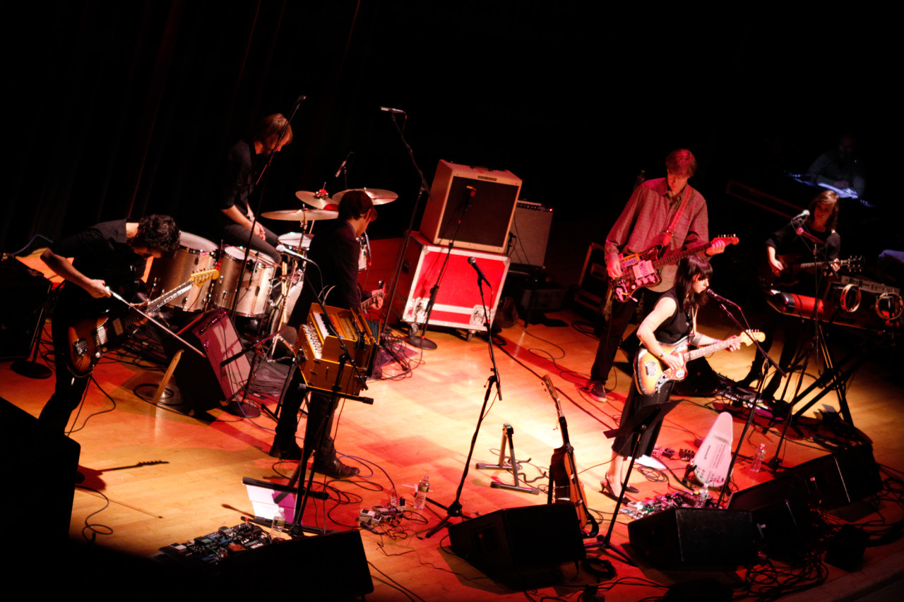Sharon Van Etten plays with Aaron Dessner, Thurston Moore and band at Town Hall in New York, NY on Nov. 15, 2012.
