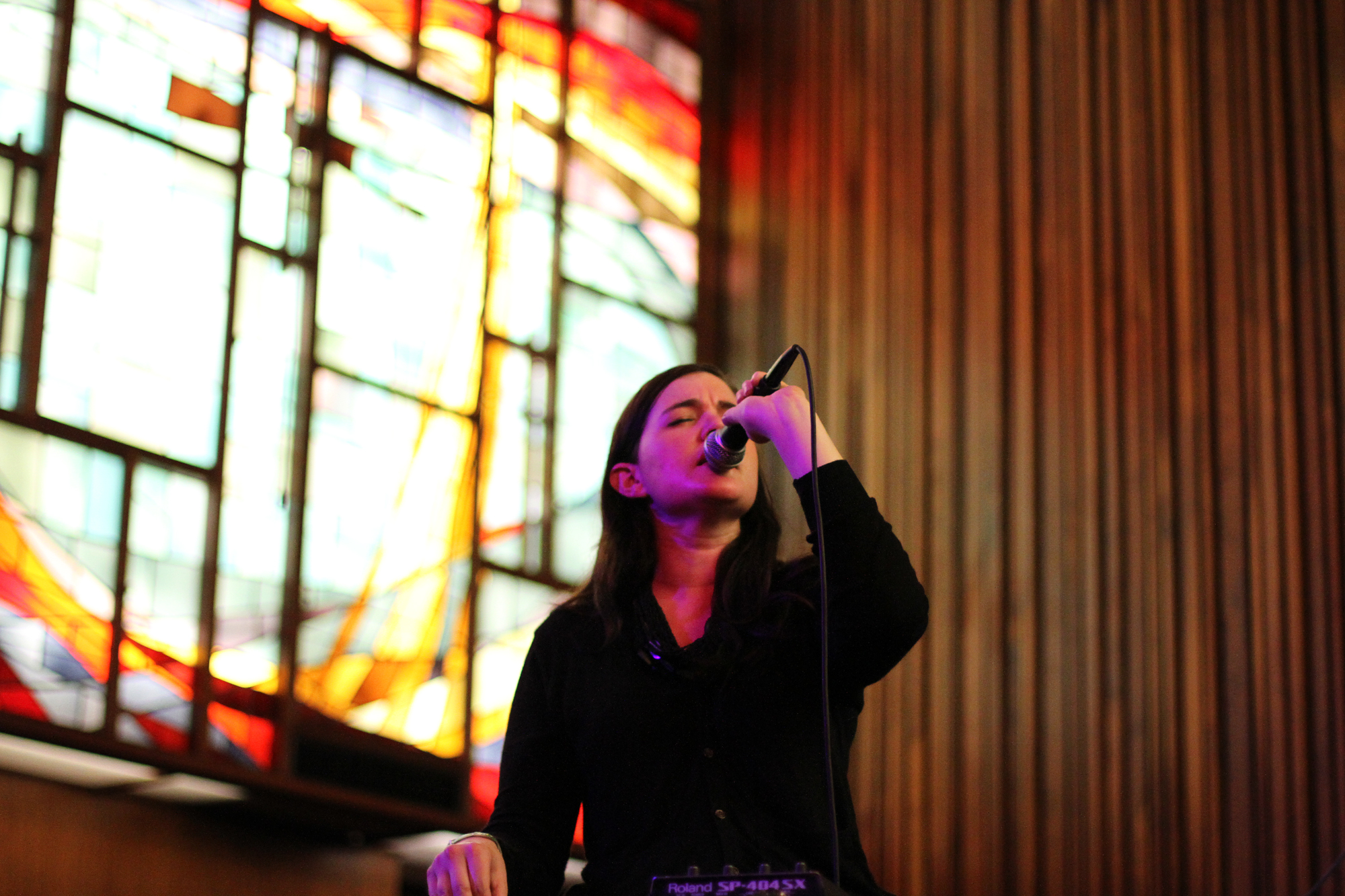 Julianna Barwick performs at the Pitchfork showcase at the Central Presbyterian Church during South By Southwest in Austin, Texas on March 17, 2011.
