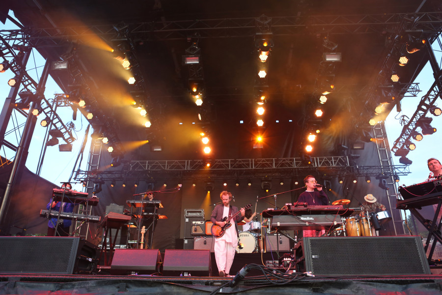 Hot Chip performs on the Big Apple Stage at Governors Ball on Randall's Island, New York, on June 7, 2015. (© Michael Katzif – Do not use or republish without prior consent.)