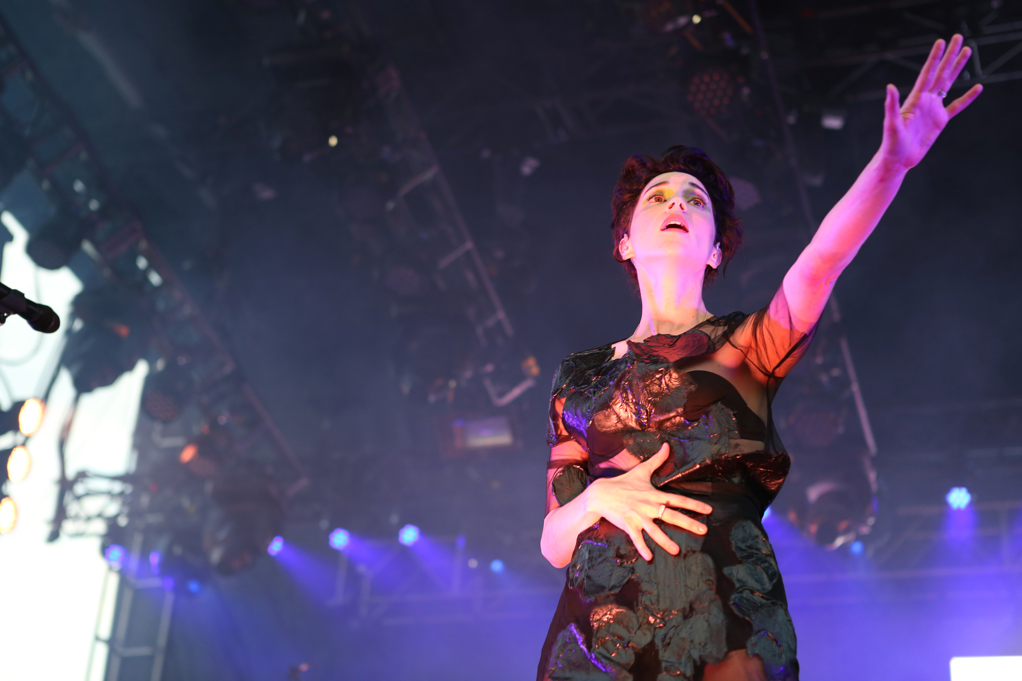 St. Vincent's Annie Clark performs on the Big Apple Stage at Governors Ball on Randall's Island, New York, on June 5, 2015. (© Michael Katzif – Do not use or republish without prior consent.)