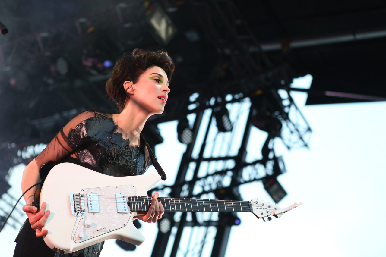 St. Vincent's Annie Clark performs on the Big Apple Stage at Governors Ball on Randall's Island, New York, on June 5, 2015. (© Michael Katzif – Do not use or republish without prior consent.)