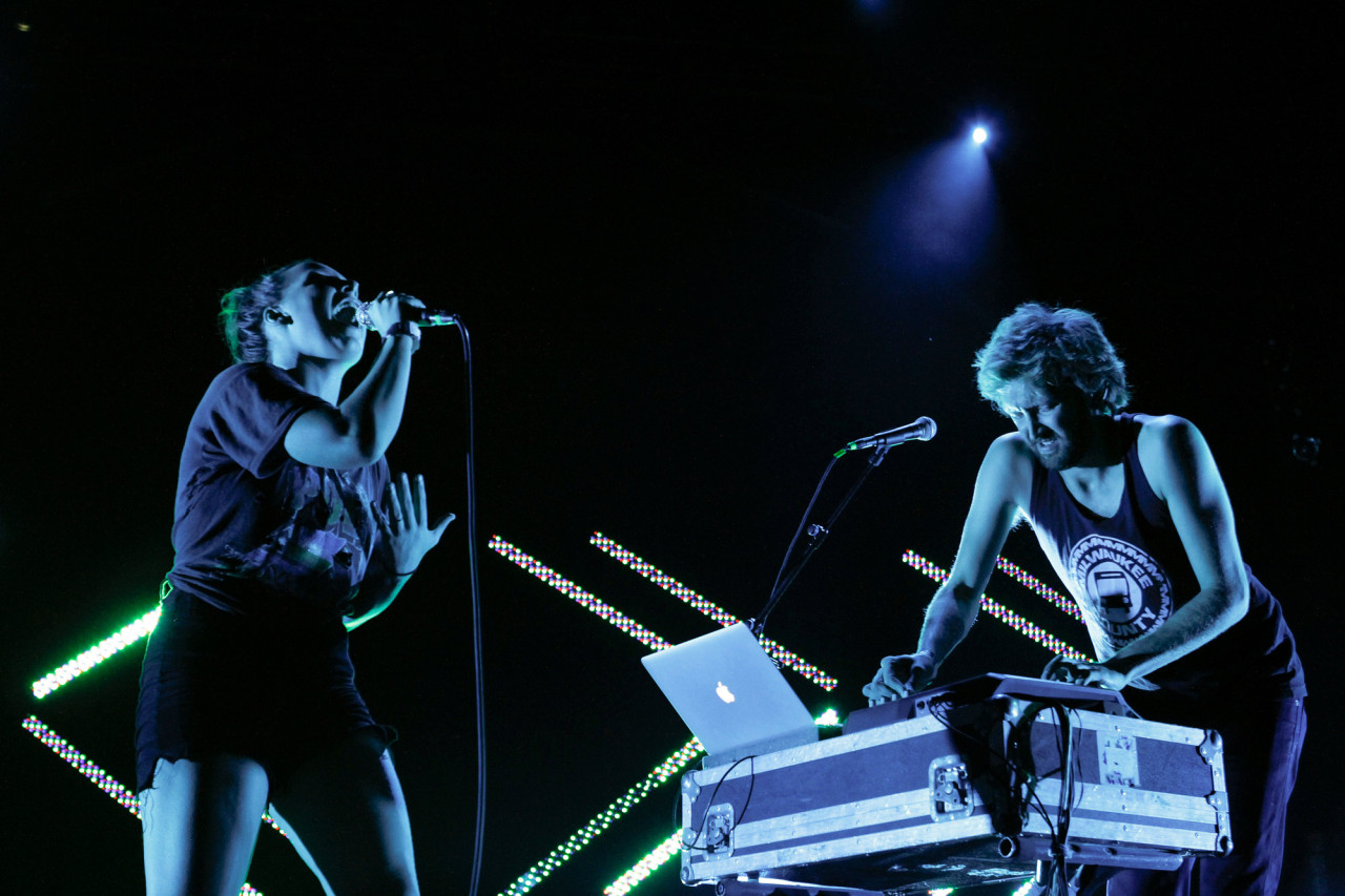 Sylvan Esso performs at Celebrate Brooklyn at Prospect Park in Brooklyn, NY on July 25, 2015. (© Michael Katzif – Do not use or republish without prior consent.)