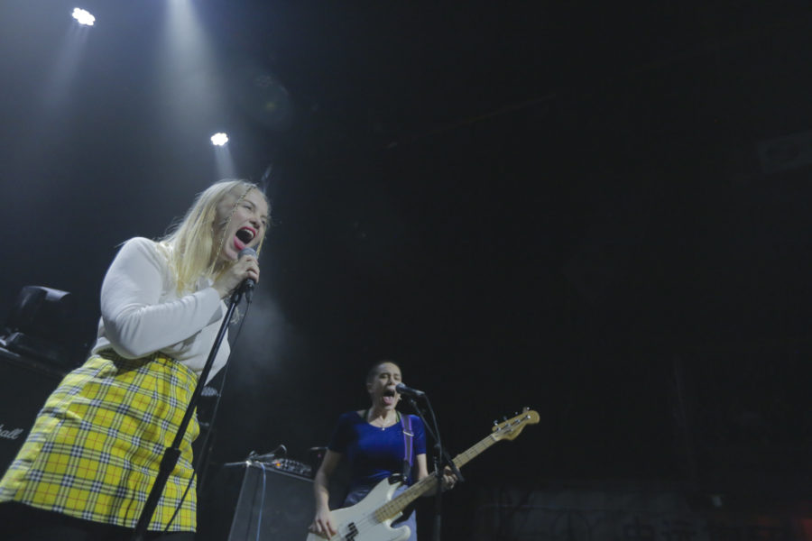 Dream Wife play at Rough Trade in Williamsburg, Brooklyn, New York on Jan. 23, 2018. (© Michael Katzif - Do not use or republish without prior consent.)