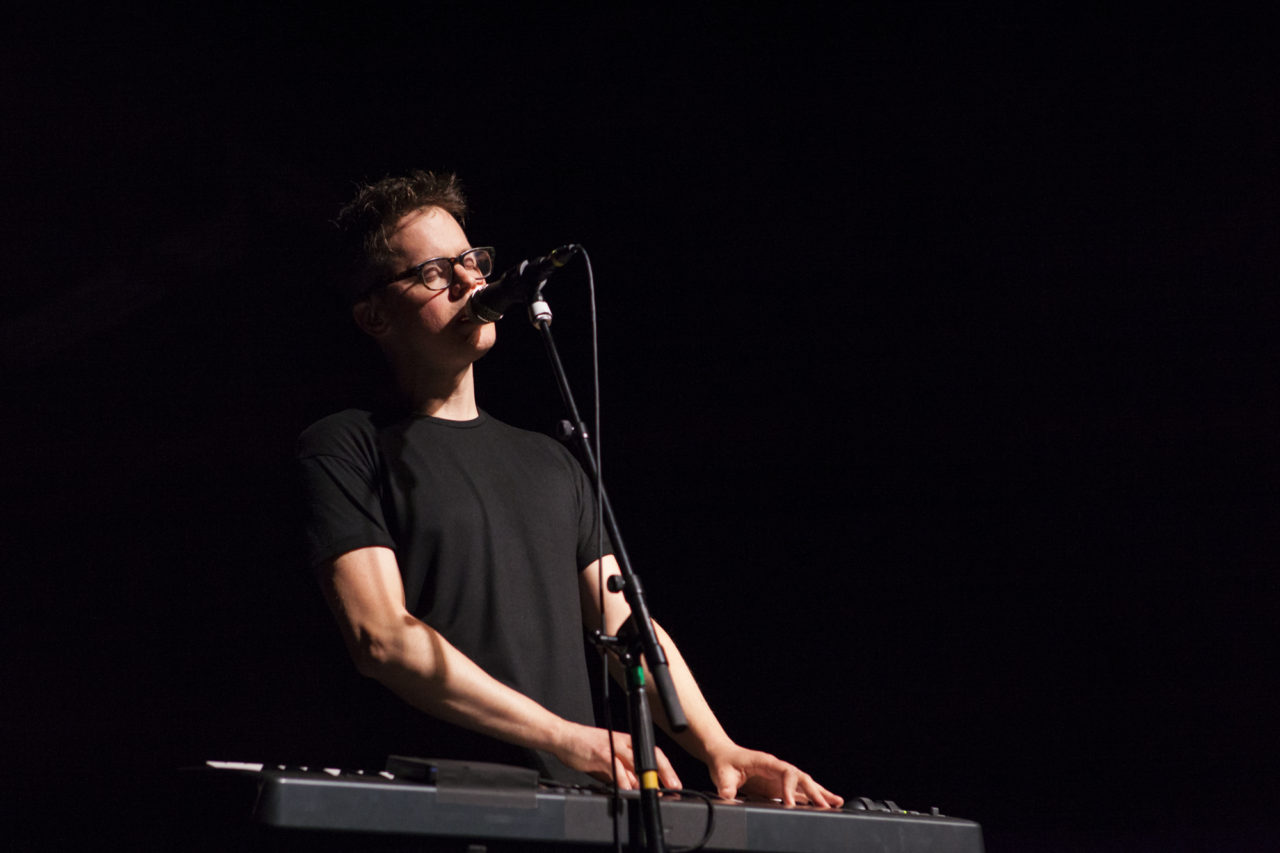 Ryan Lott of Son Lux plays at Brooklyn Steel in Williamsburg, Brooklyn, New York on March 22, 2018. (© Michael Katzif - Do not use or republish without prior consent.)