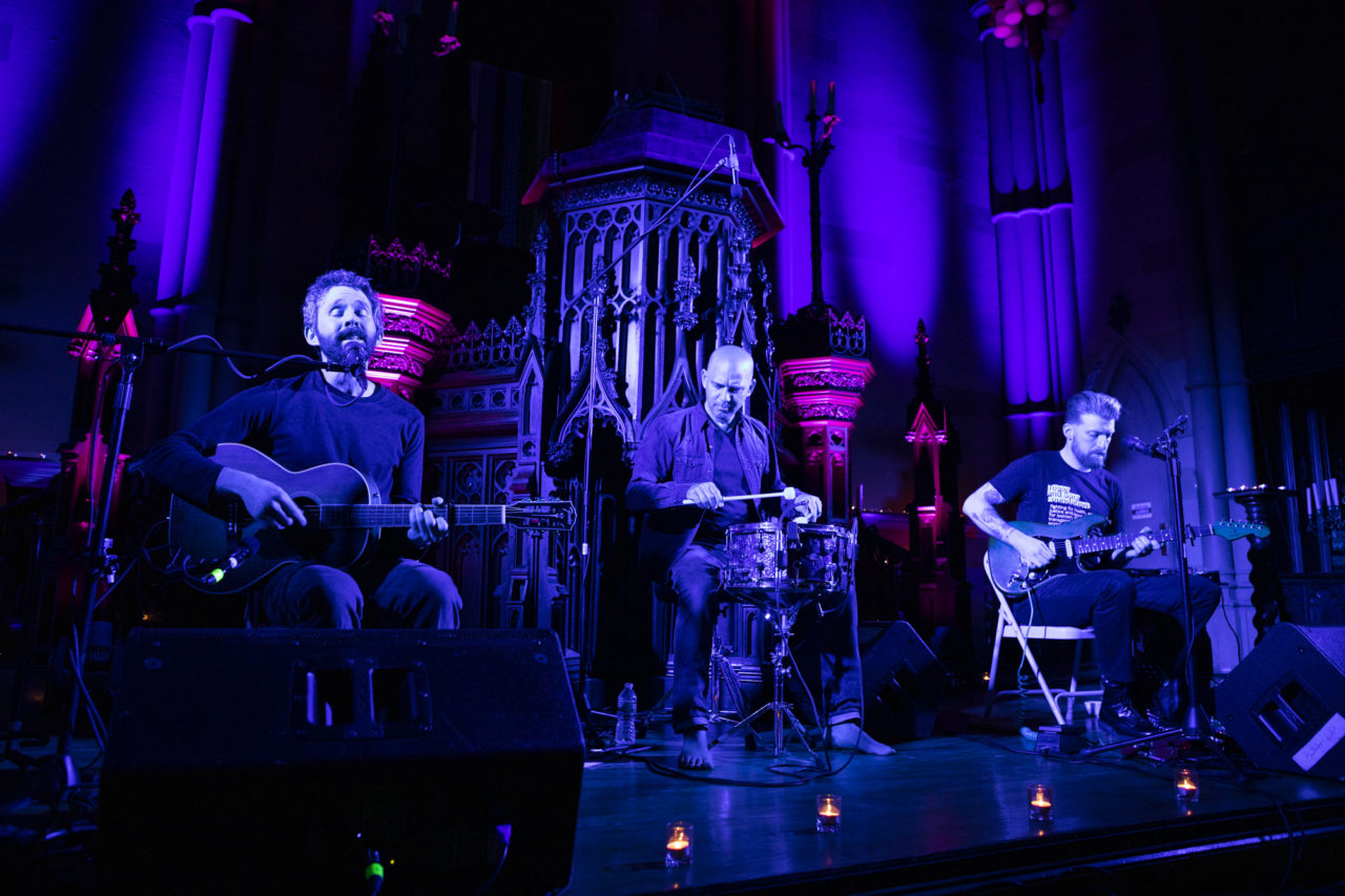 The Antlers celebrate the 10th anniversary of its album 'Hospice' at the First Unitarian Congressional Society church in Brooklyn, New York on March 30, 2019. (© Michael Katzif - Do not use or republish without prior consent.)